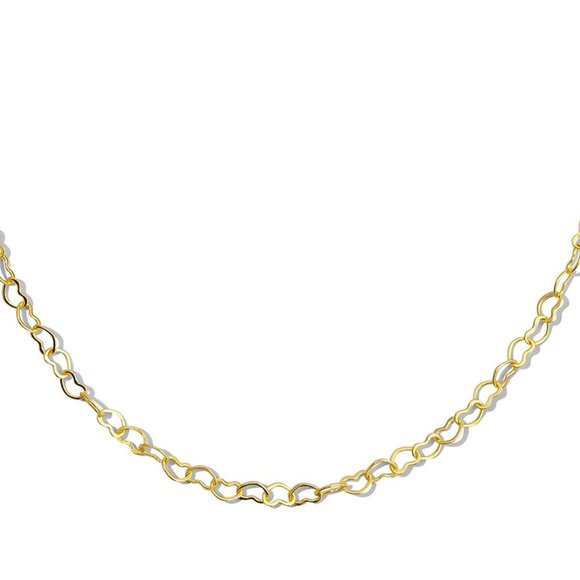 18K Yellow Gold Plated Skinny Heart-Link Chain - 23.5" - Picture 2 of 2